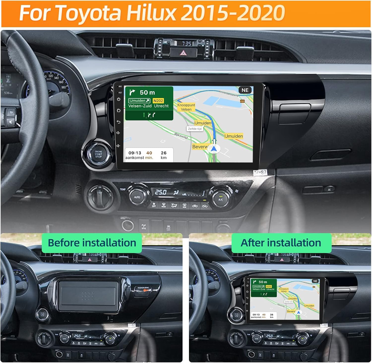 10.1" Android Touch Screen Car Stereo For Toyota Hilux 2015-2020 GPS Navigation Multimedia Player