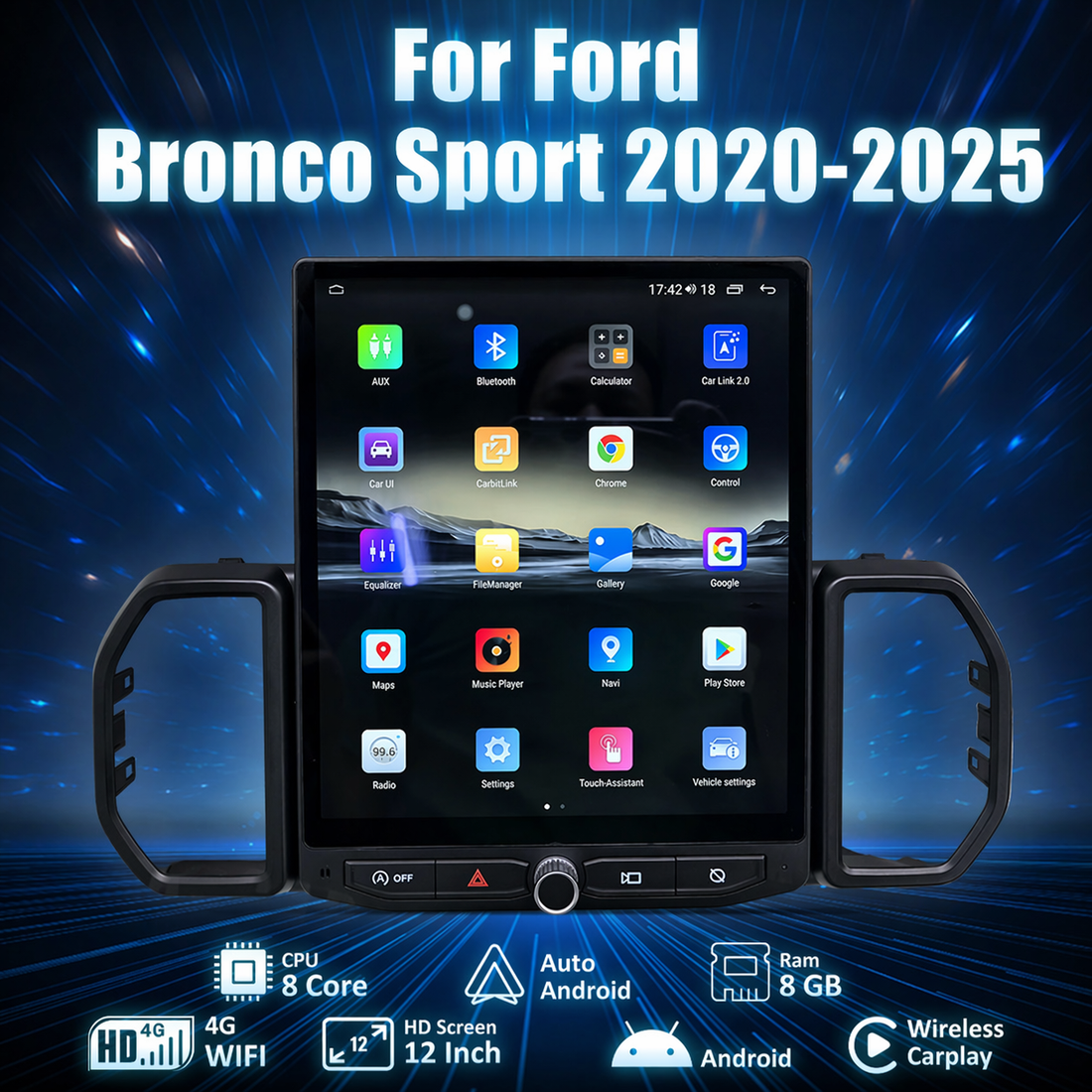 Carify Tesla Android 12″ Car Radio GPS Navigation For Ford Bronco Sport 2020-2025 Car Multimedia Stereo Player Car Video