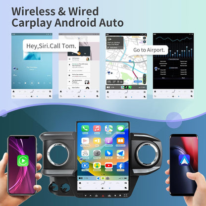 13.8" Android 13 Car Stereo for 2016-2023 Toyota Tacoma | Wireless CarPlay Android Auto | Plug &amp; Play Tesla Style Head Uni