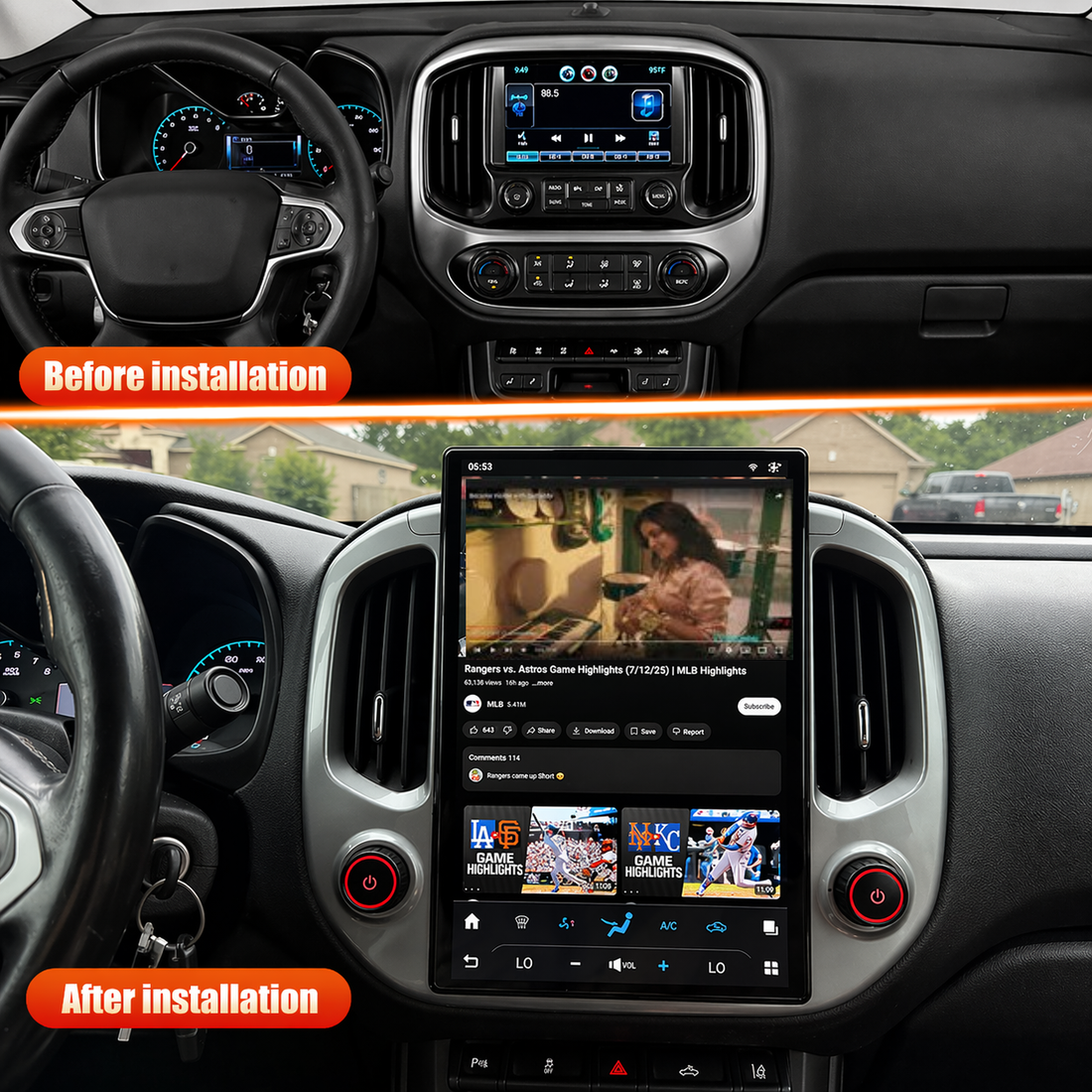 14.4" Android 13 Car Stereo for 2019-2023 Chevy Colorado GMC Canyon | Wireless CarPlay Android Auto | Plug &amp; Play Tesla Style Head Unit