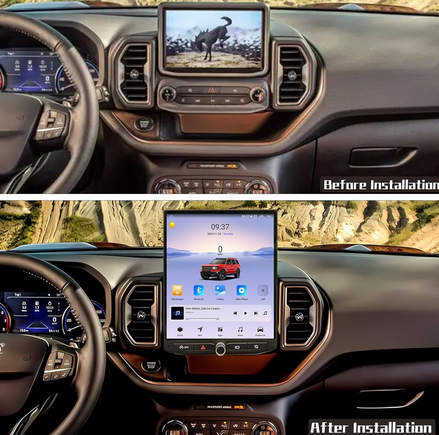 Carify Tesla Android 12″ Car Radio GPS Navigation For Ford Bronco Sport 2020-2025 Car Multimedia Stereo Player Car Video