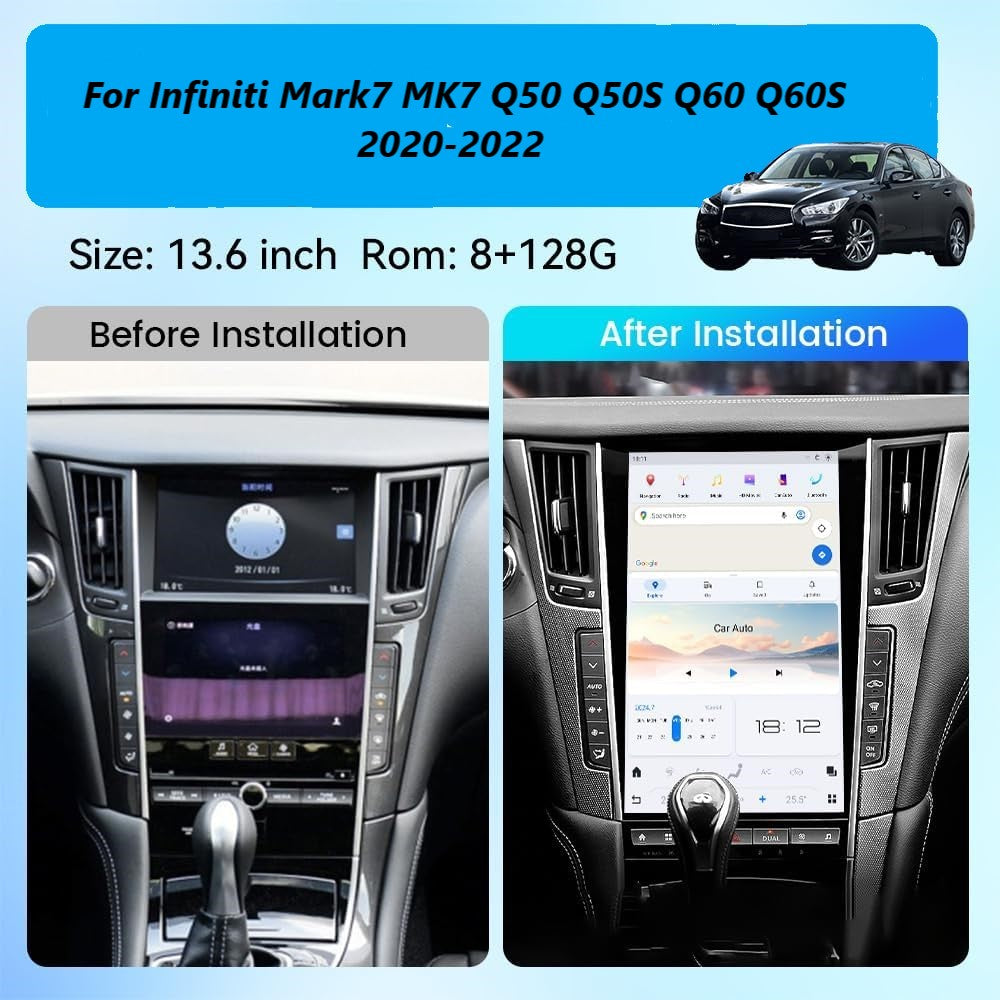 Tesla Android 13 13.6″ Car Radio GPS Navigation for Infiniti Mark7 MK7 Q50 Q50S Q60 Q60S 2020-2022 Car Multimedia Stereo Player Car Video