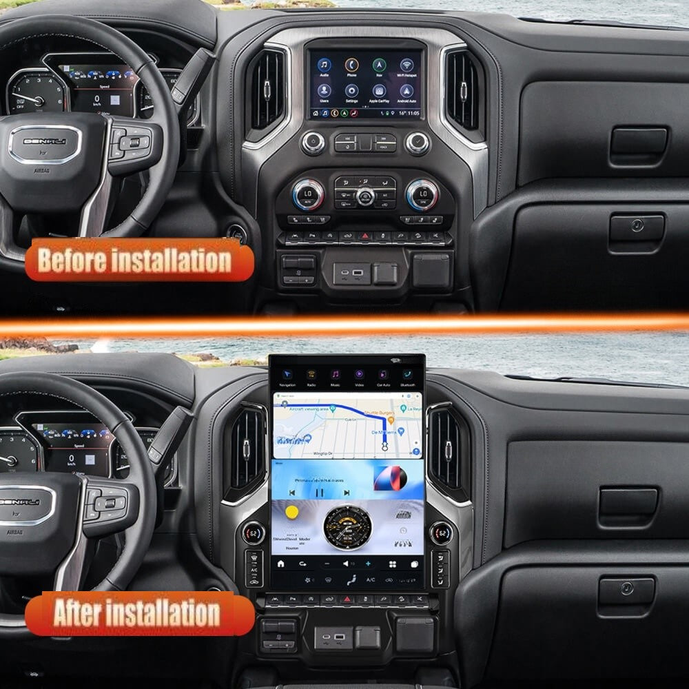 Tesla Android 17.2″ with LED knobs Car Radio GPS Navigation For Chevrolet Silverado GMC Sierra 2019-2025
