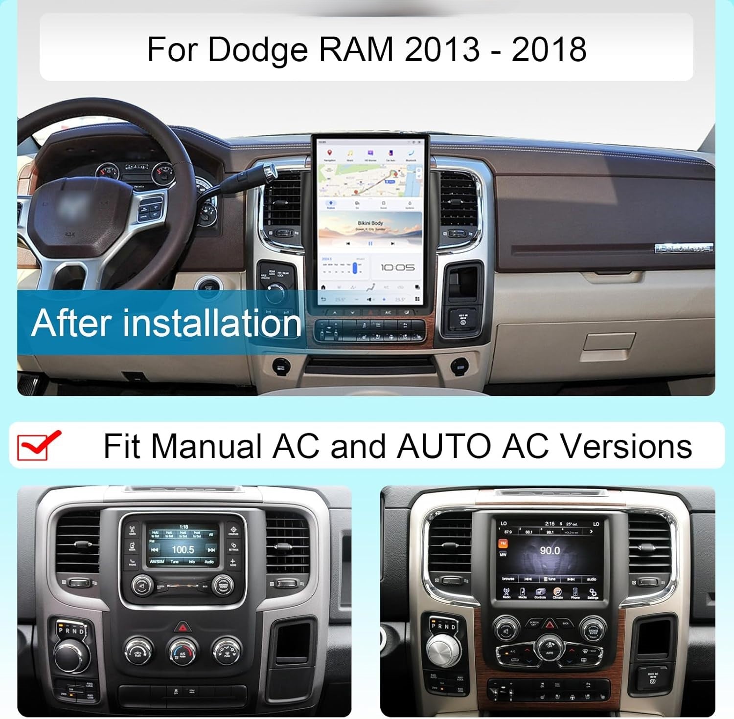 Tesla Android 13 14.4″ Car Radio GPS Navigation For Dodge RAM 2013-2018 Car Multimedia Stereo Player Car Video