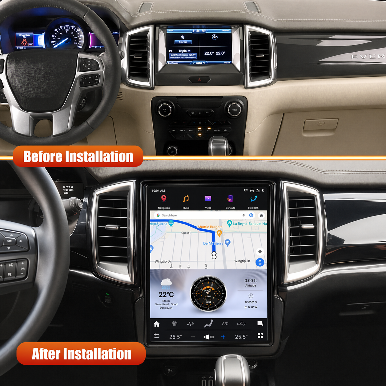 Tesla Android 12.1″ Car Radio GPS Navigation For Ford Everest 2016-2020 Car Multimedia Stereo Player Car Video