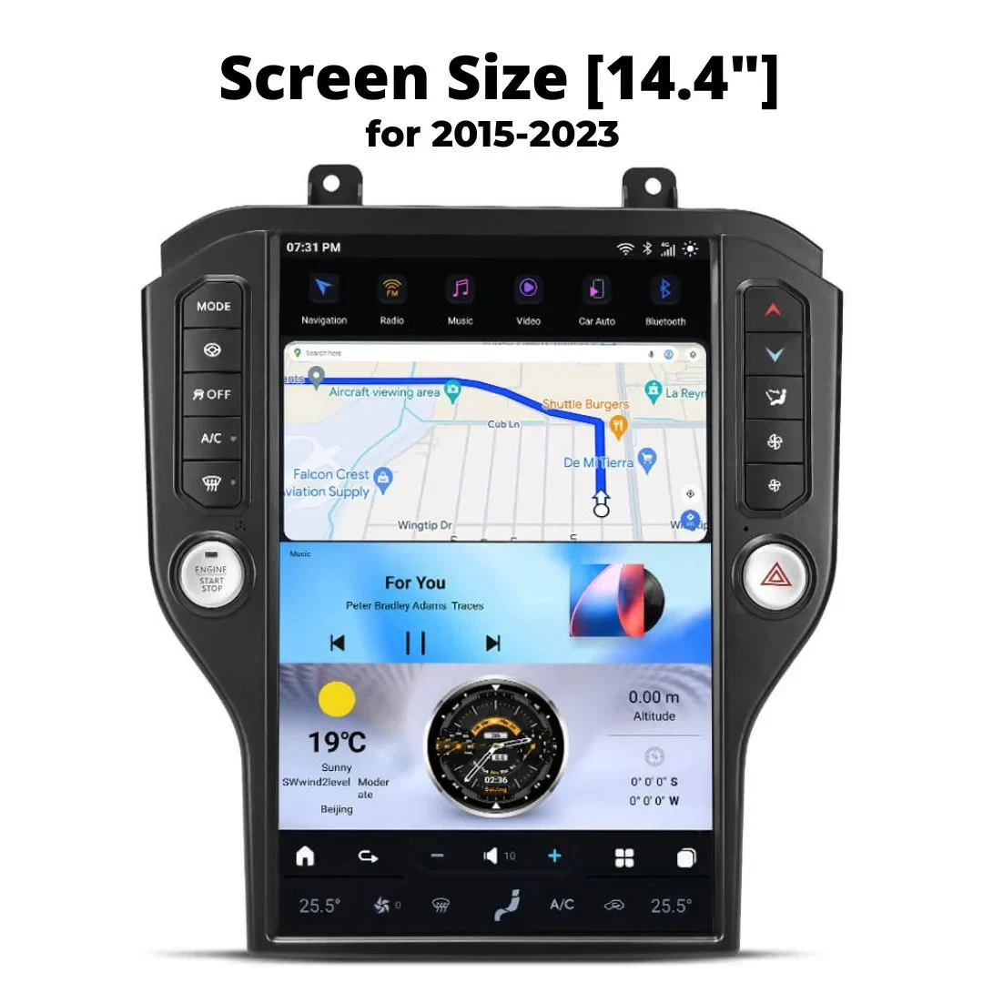 Tesla Android 14.4″ Car Radio GPS Navigation For Ford Mustang 2015-2020