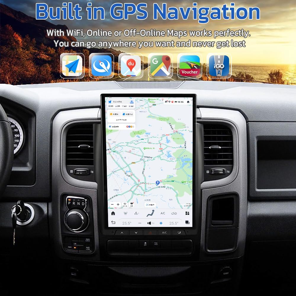 Tesla Android 13 14.4″ Car Radio GPS Navigation For Dodge RAM 2013-2018 Car Multimedia Stereo Player Car Video