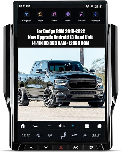 Tesla Android 13 14.4″ Car Radio GPS Navigation For Dodge RAM 2019-2022 Car Multimedia Stereo Player Car Video