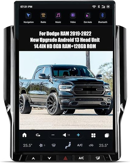 Tesla Android 13 14.4″ Car Radio GPS Navigation For Dodge RAM 2019-2022 Car Multimedia Stereo Player Car Video