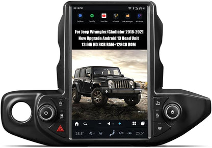 13.6" Tesla Screen for Jeep Wrangler Gladiator  2018-2021 | Wireless Carplay Android Auto Head Unit