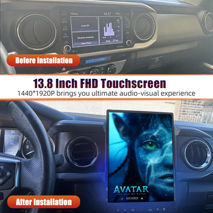 13.8" Android 13 Car Stereo for 2016-2023 Toyota Tacoma | Wireless CarPlay Android Auto | Plug &amp; Play Tesla Style Head Uni