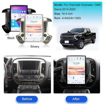 Tesla Android 14.5″ 15.6″ Car Radio GPS Navigation For GMC Sierra Chevrolet Silverado 2014-2019 Car Multimedia Stereo Player