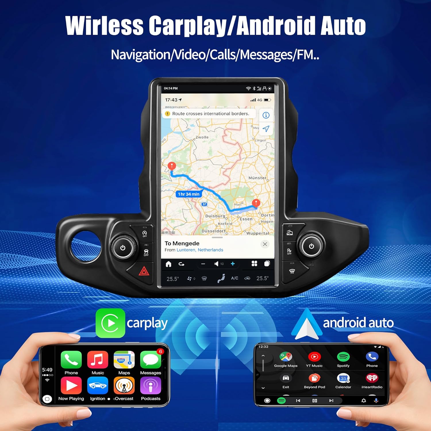13.6" Tesla Screen for Jeep Wrangler Gladiator  2018-2021 | Wireless Carplay Android Auto Head Unit