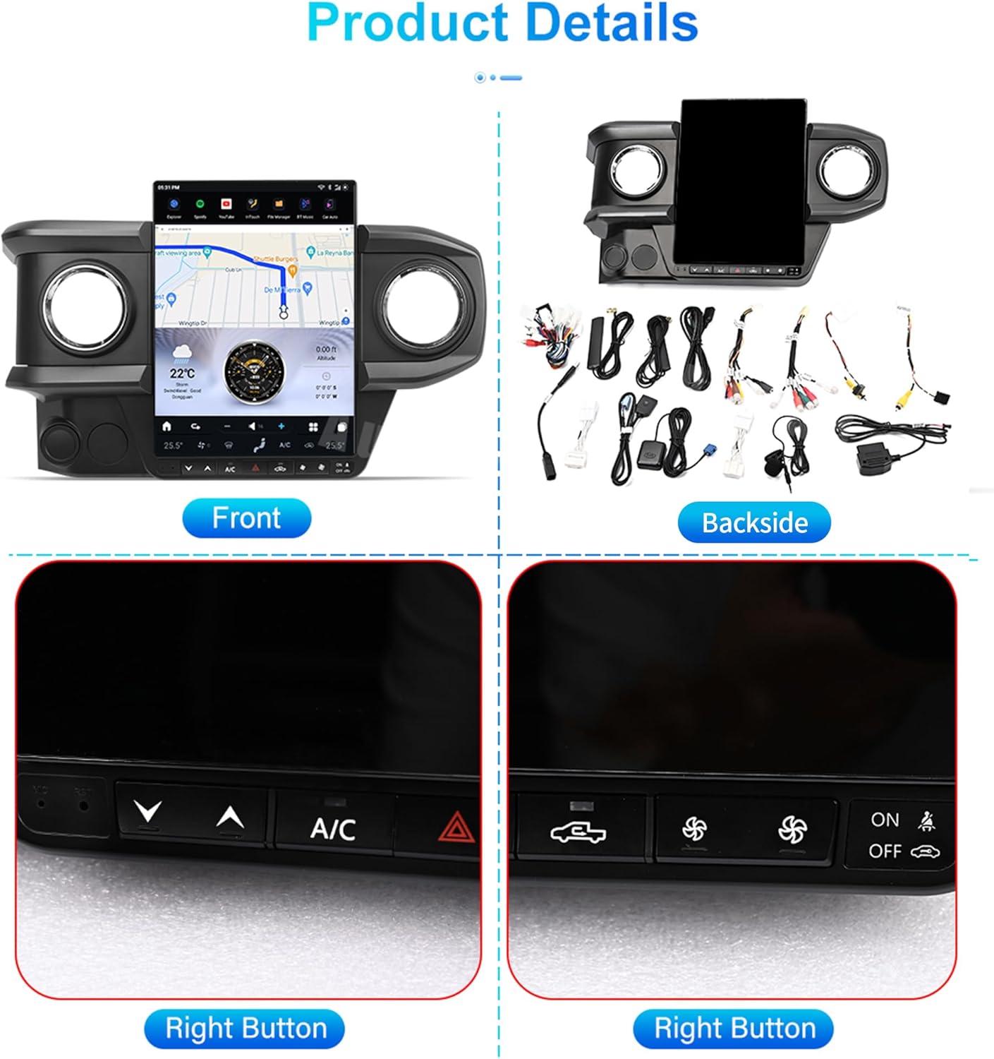 13.8" Android 13 Car Stereo for 2016-2023 Toyota Tacoma | Wireless CarPlay Android Auto | Plug &amp; Play Tesla Style Head Uni