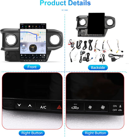 13.8" Android 13 Car Stereo for 2016-2023 Toyota Tacoma | Wireless CarPlay Android Auto | Plug &amp; Play Tesla Style Head Uni