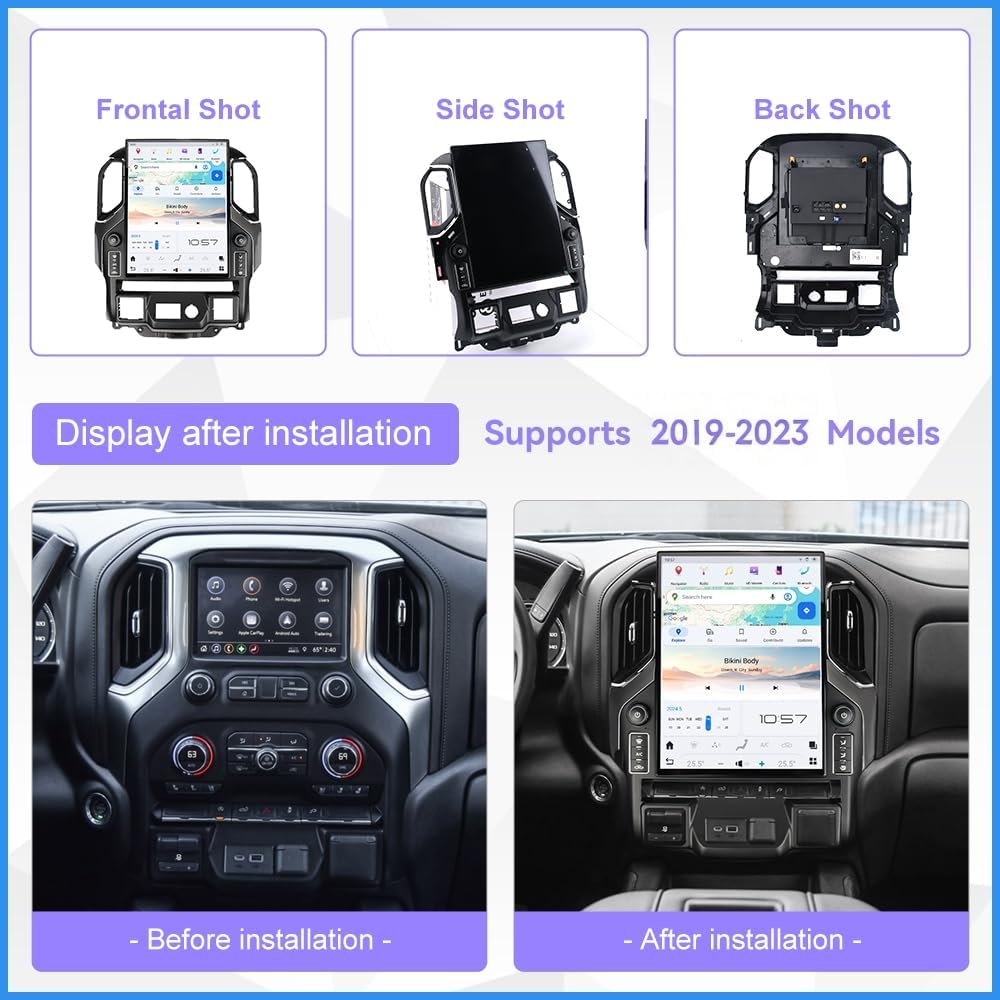 Tesla Android 15.6″ Car Radio GPS Navigation For Chevrolet Silverado GMC Sierra 2019-2024 Car Multimedia Stereo Player