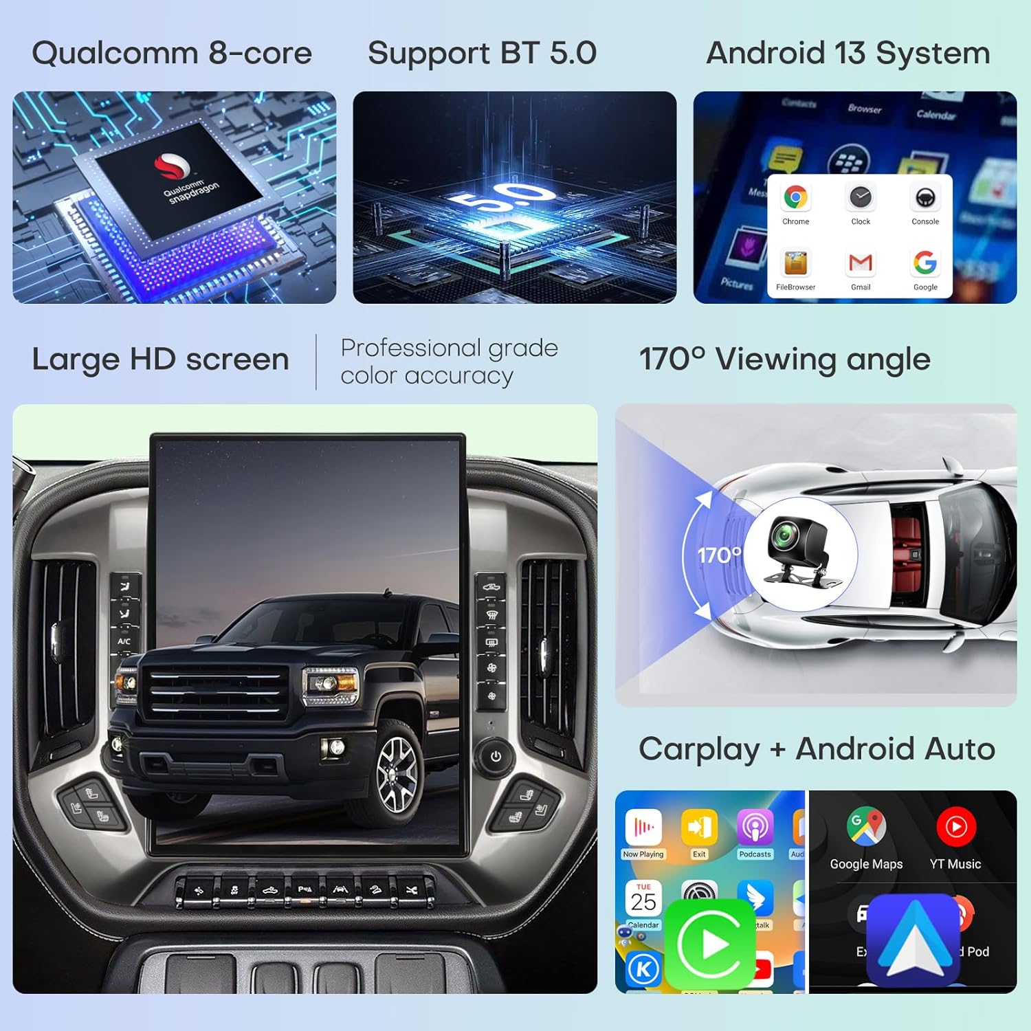 Tesla Android 14.5″ 15.6″ Car Radio GPS Navigation For GMC Sierra Chevrolet Silverado 2014-2019 Car Multimedia Stereo Player