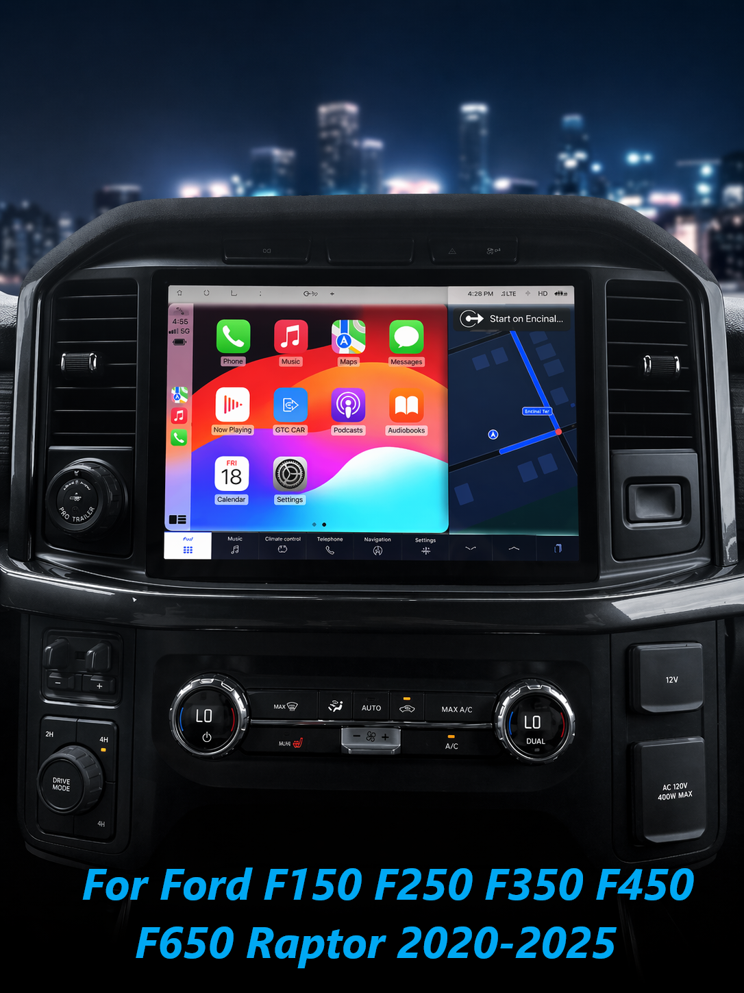 13" Tesla Style Android Car Radio for Ford F150 F250 F350 F450 F650 Raptor 2020-2025 - Wireless CarPlay, Android Auto, GPS