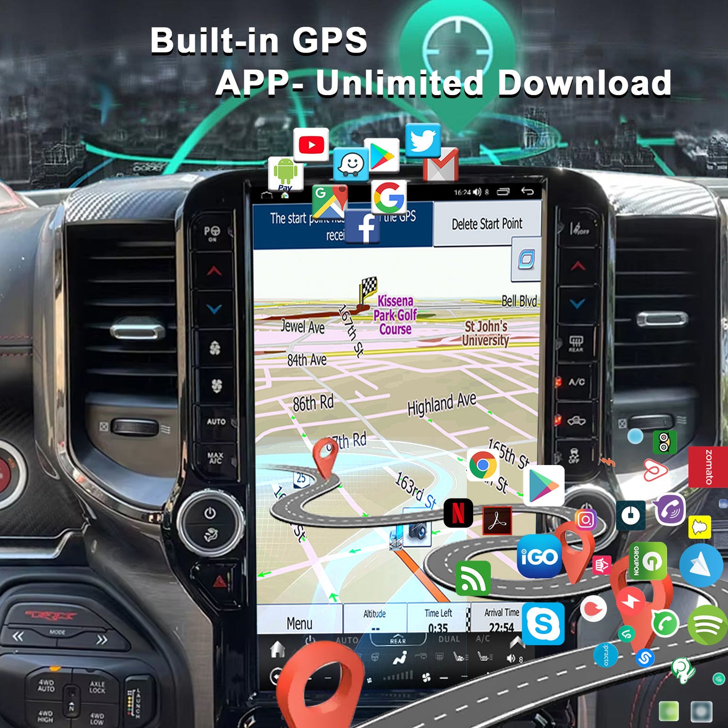 Tesla Android 13.6″ Car Radio GPS Navigation For Dodge Ram 2019-2022 Car Multimedia Stereo Player Car Video