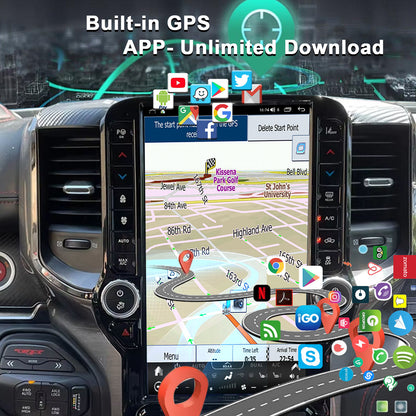 Tesla Android 13.6″ Car Radio GPS Navigation For Dodge Ram 2019-2022 Car Multimedia Stereo Player Car Video