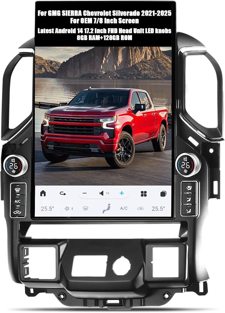 Tesla Android 17.2″ with LED knobs Car Radio GPS Navigation For Chevrolet Silverado GMC Sierra 2019-2025