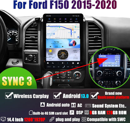 Carify Tesla Android 13 14.4″ Car Radio GPS Navigation For Ford F150 F250 Raptor 2015-2020