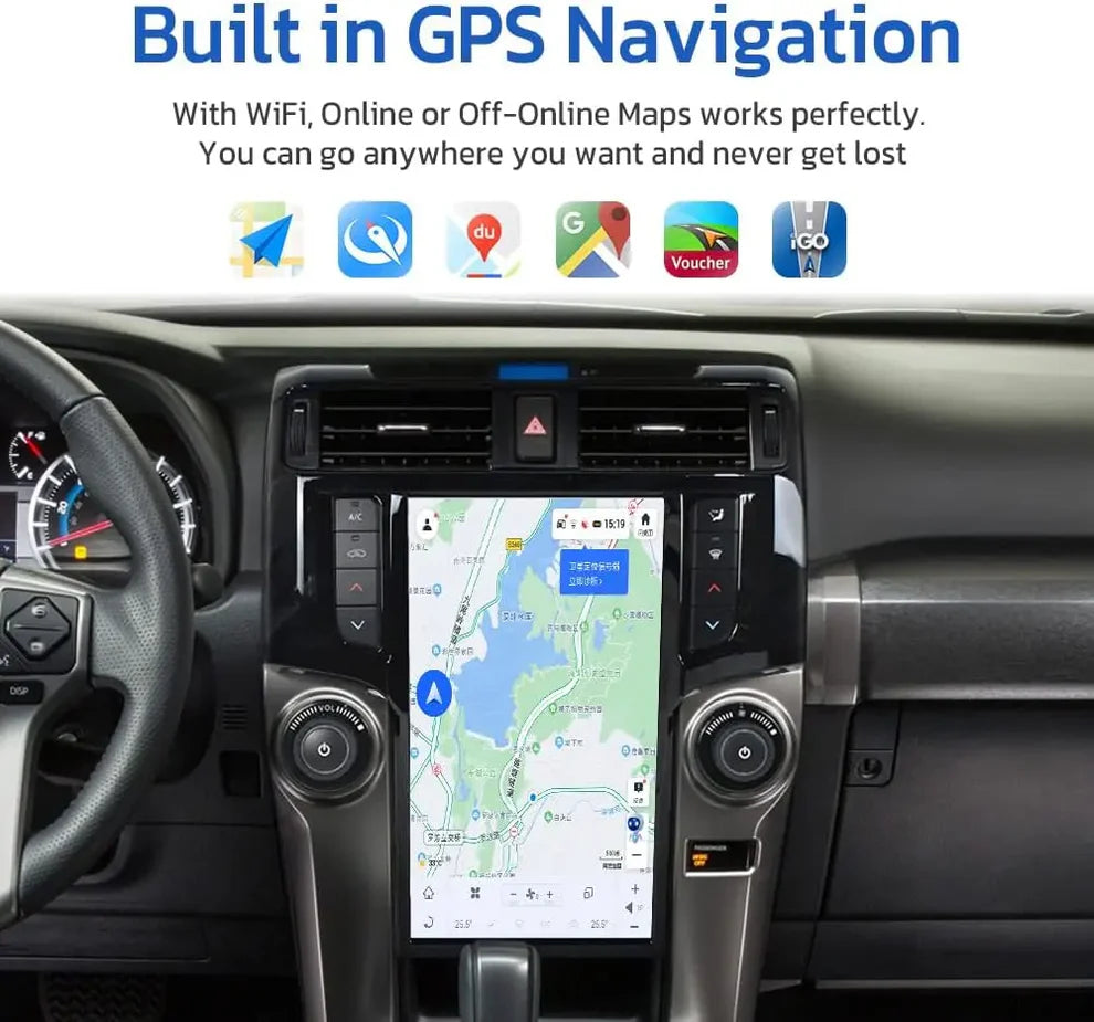 Android 13 Tesla Style Screen for Toyota 4Runner 2009-2023 | Wireless CarPlay GPS Navigation