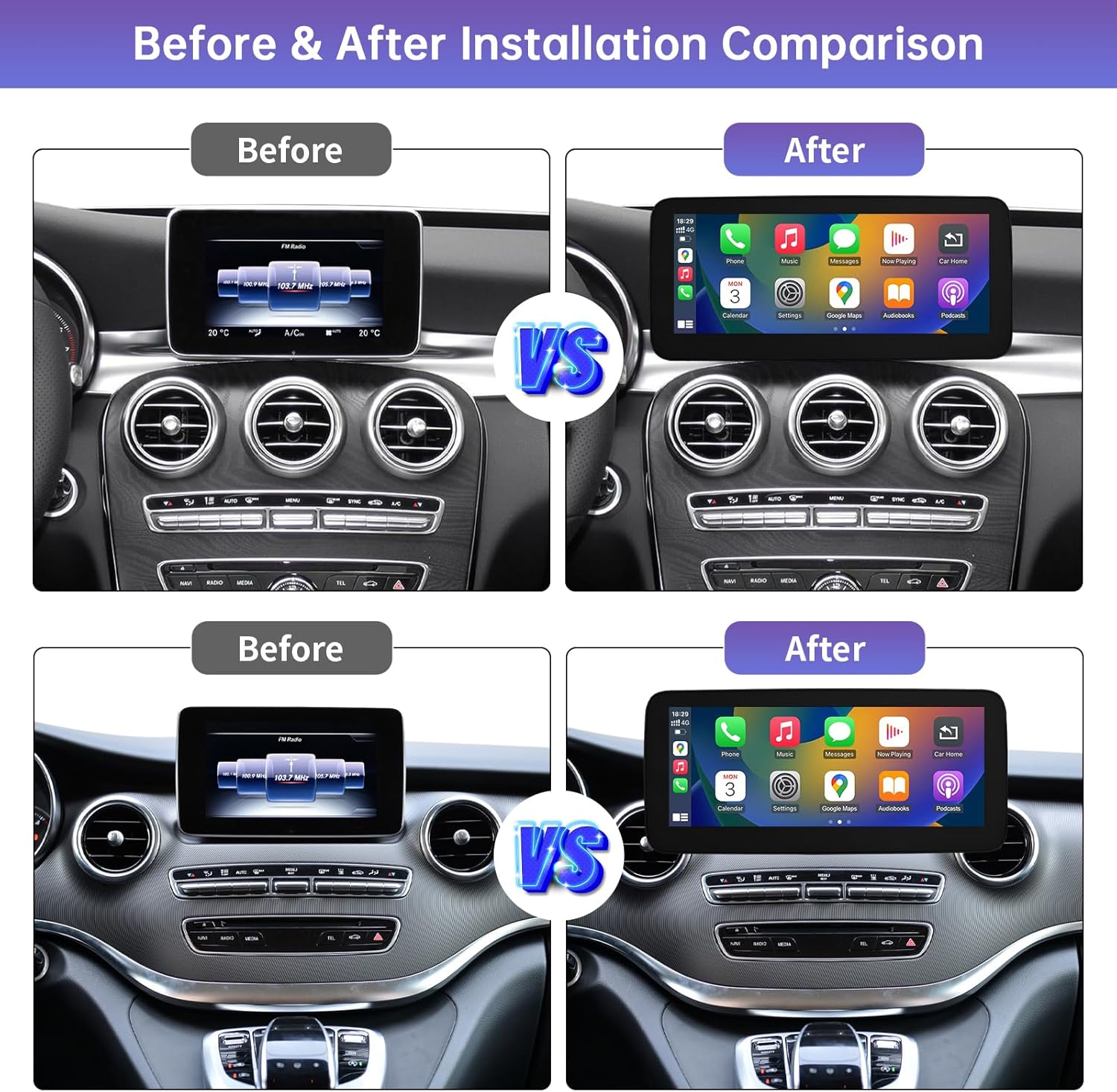 Carify Android 13 10.25"/12.3" Car Stereo for Mercedes-Benz C-Class W205 &amp; GLC-Class X253 (2015-2018) | Wireless Apple CarPlay