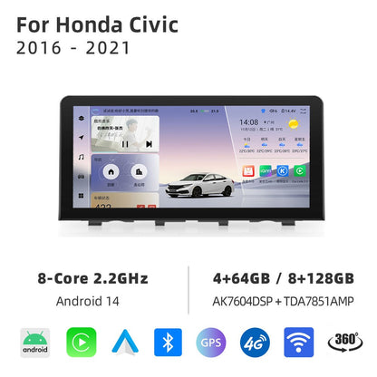 Carify For Honda Civic 2016–2021 10.25"/12.3" Android 14 Car Stereo | Wireless CarPlay &amp; Android Auto