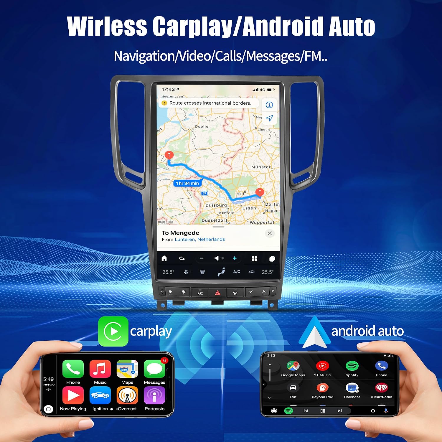 Carify 14.4" Tesla Style Android 13 Car Screen For Infiniti G37 2007-2013 | Wireless Apple CarPlay &amp; Android Auto