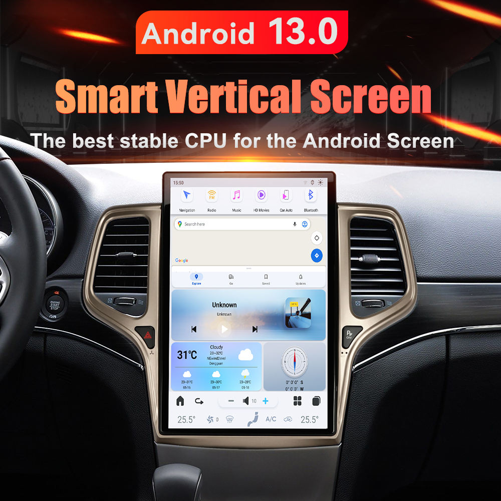 Carify 14.5" Tesla Style Android Screen for Jeep Grand Cherokee 2014-2020 | Wireless Apple CarPlay &amp; Android Auto
