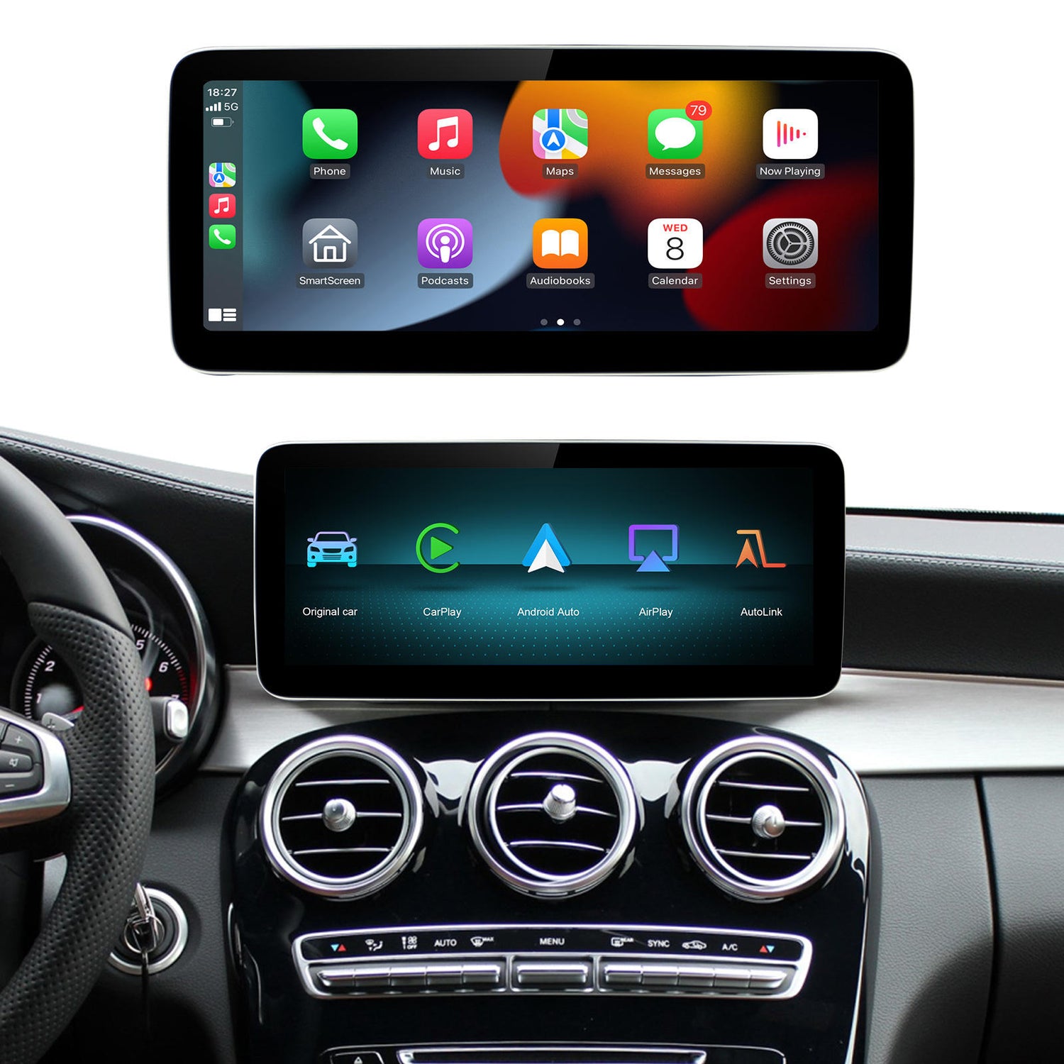 Carify Android 13 10.25"/12.3" Car Stereo for Mercedes-Benz C-Class W205 &amp; GLC-Class X253 (2015-2018) | Wireless Apple CarPlay