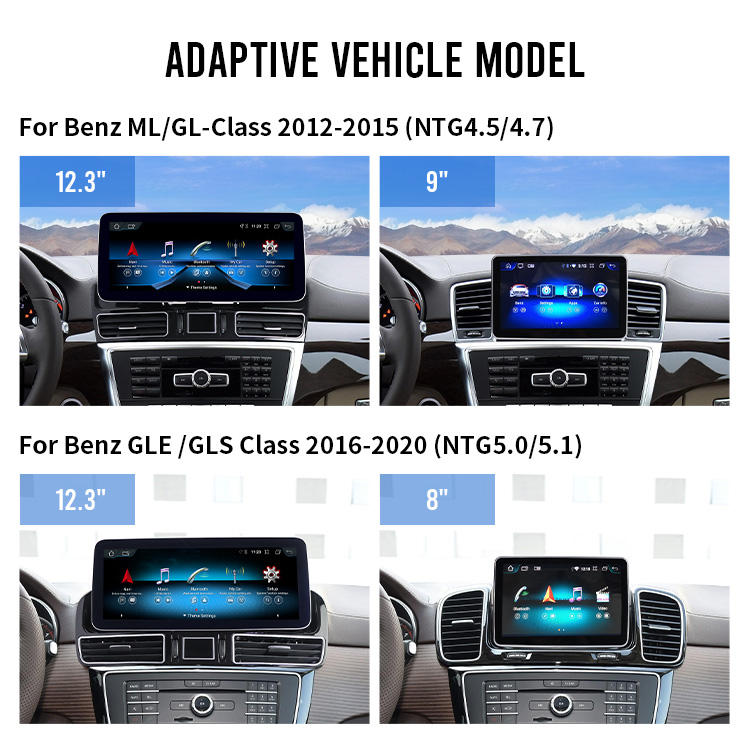 Carify Android 11 12.3" Touch Screen For Mercedes-Benz ML GL GLE GLS (2012–2019) | Wireless Apple CarPlay