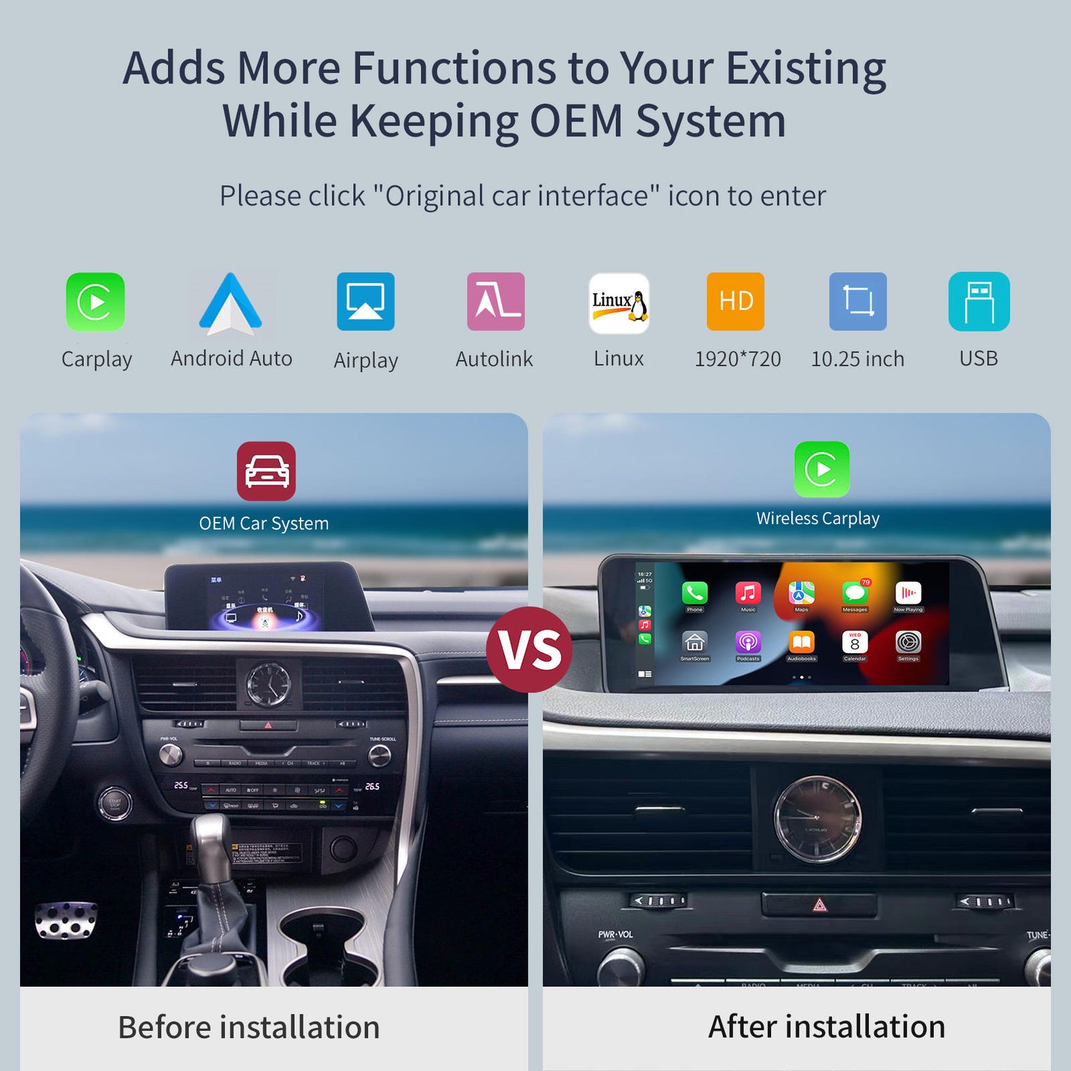 10.25" HD Touch Screen for Lexus RX 2016-2019 | Android 13 Multimedia Player with GPS Navigation