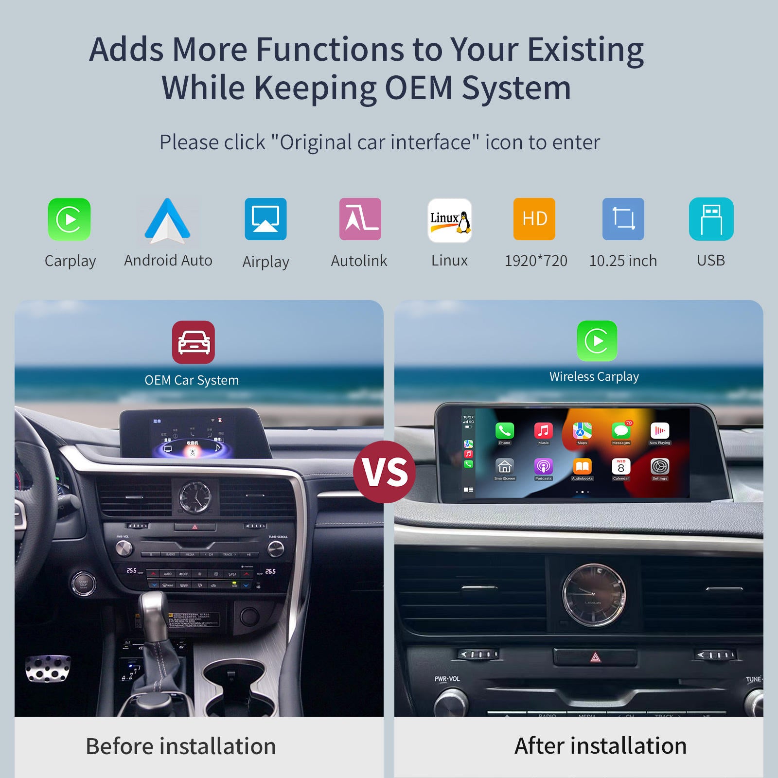 10.25" HD Touch Screen for Lexus RX 2016-2019 | Android 13 Multimedia Player with GPS Navigation