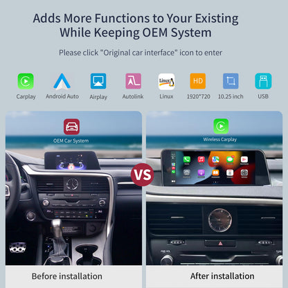 10.25" HD Touch Screen for Lexus RX 2016-2019 | Android 13 Multimedia Player with GPS Navigation
