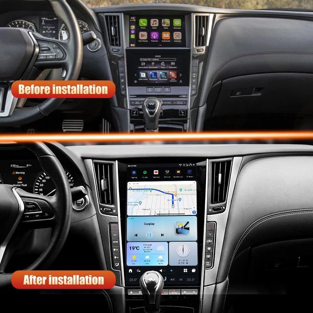 13.6" Mark 7 Tesla Android 13 Screen for Infiniti Q50 Q50L Q60 Q60L 2014-2022 Wireless Apple CarPlay Android Auto GPS Navigation Radio