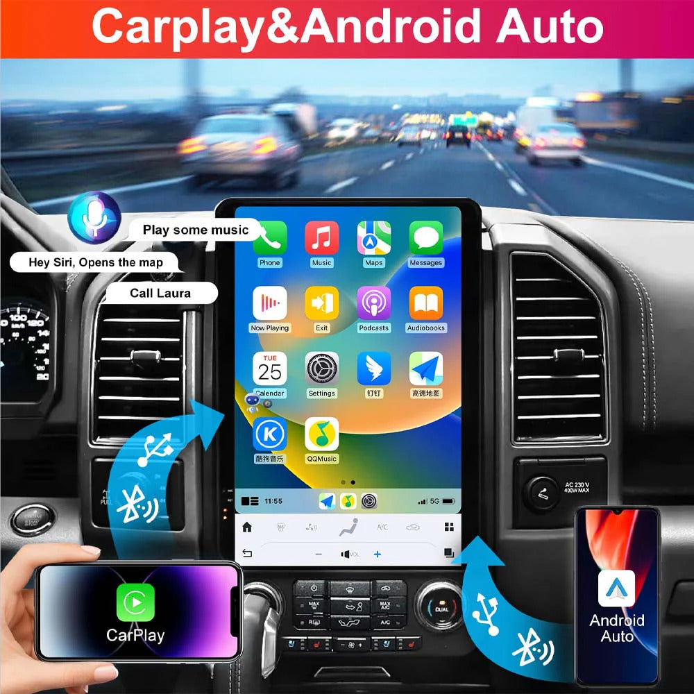 14.4" Tesla Style Touch Screen Car Stereo System Touch Screen Android 13 Car Radio GPS Navigation for Ford F150 F250 Raptor 2015-2020
