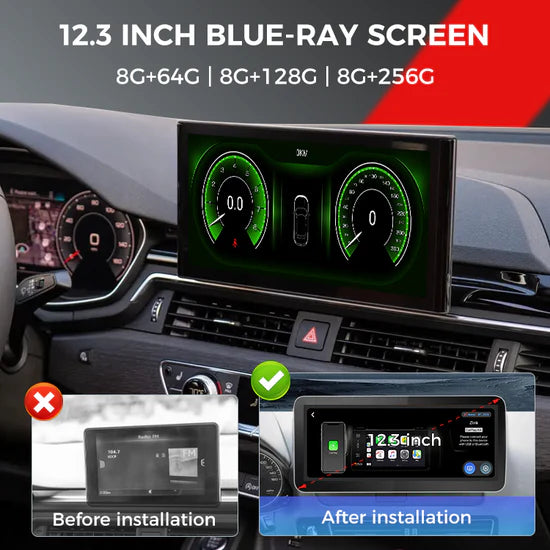 12.3" Android 13 Touch Screen for Audi Q7 2016-2019 | Wireless CarPlay Android Auto GPS Navigation Multimedia Player
