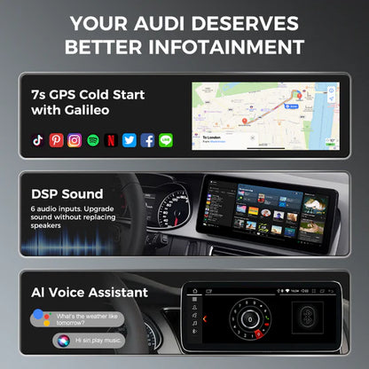 12.3" Android 13 Touch Screen for Audi Q7 2016-2019 | Wireless CarPlay Android Auto GPS Navigation Multimedia Player