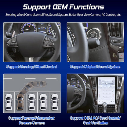 13.6" Mark 7 Tesla Android 13 Screen for Infiniti Q50 Q50L Q60 Q60L 2014-2022 Wireless Apple CarPlay Android Auto GPS Navigation Radio